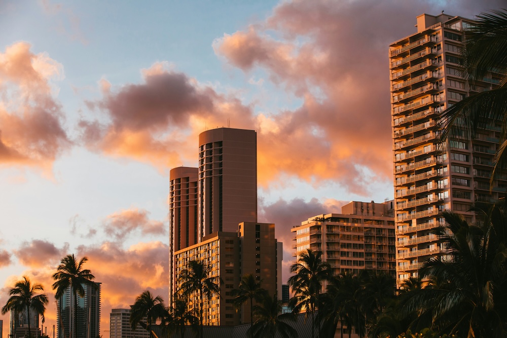 Skyline of Waikiki in the fall