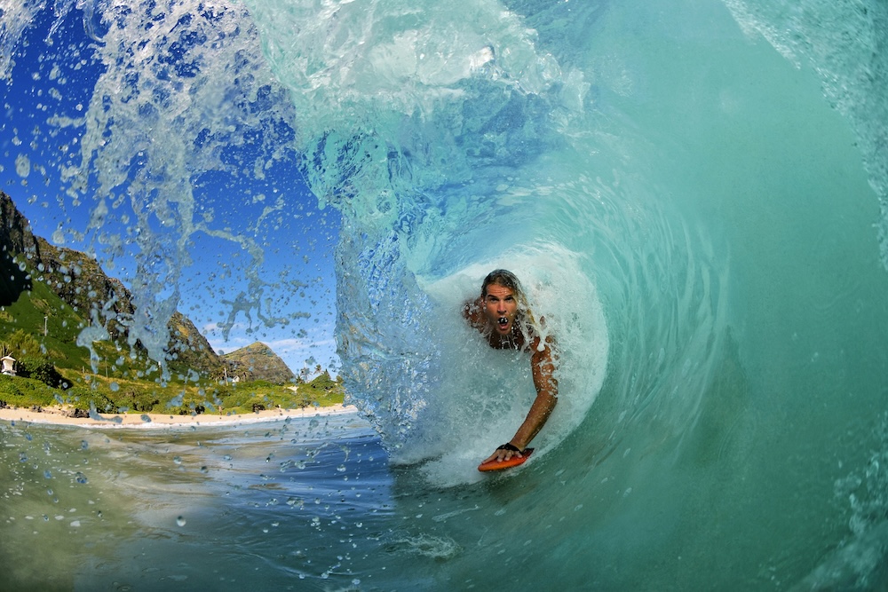 Man surfing in the winter